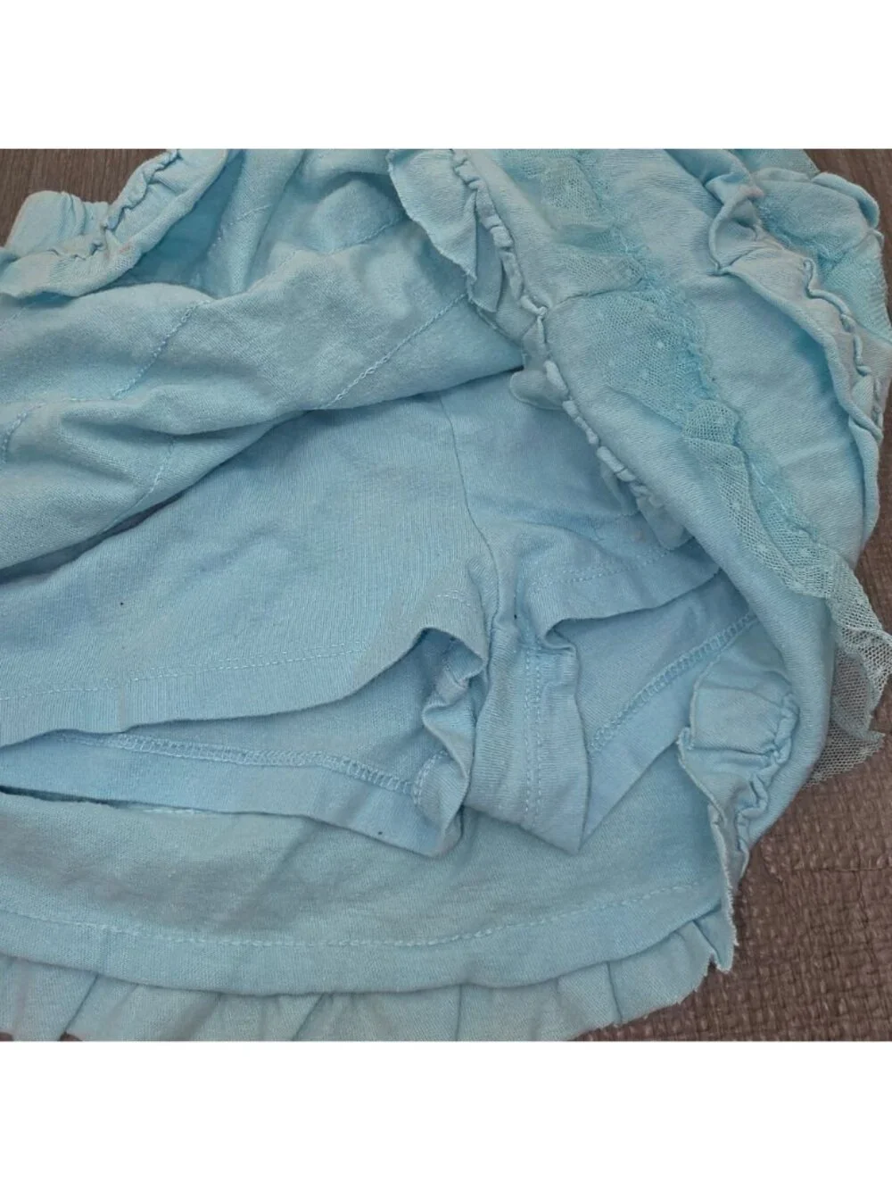 Girl's Justice Ruffled Lace Pull On Blue Skirt 100% Cotton Size 8 Shorts Under